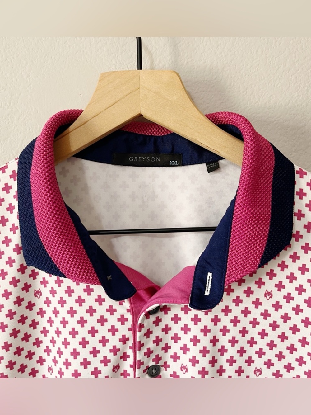 Greyson Men's Love + Loyalty Short Sleeve Polo Shirt Pink Size XXL Golf Preppy - Picture 7 of 13
